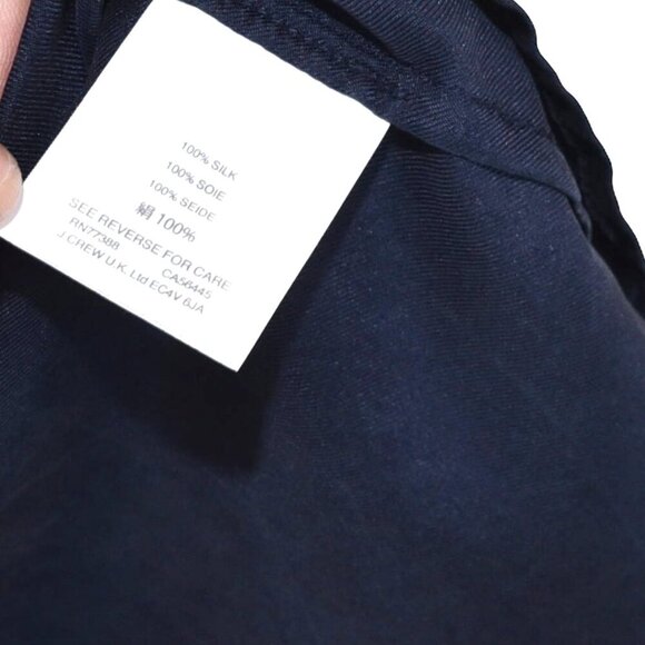 J.Crew Navy Ruffle V-Neck Sleeveless Blouse Size 2 Romantic Silk Preppy Career - Picture 8 of 8